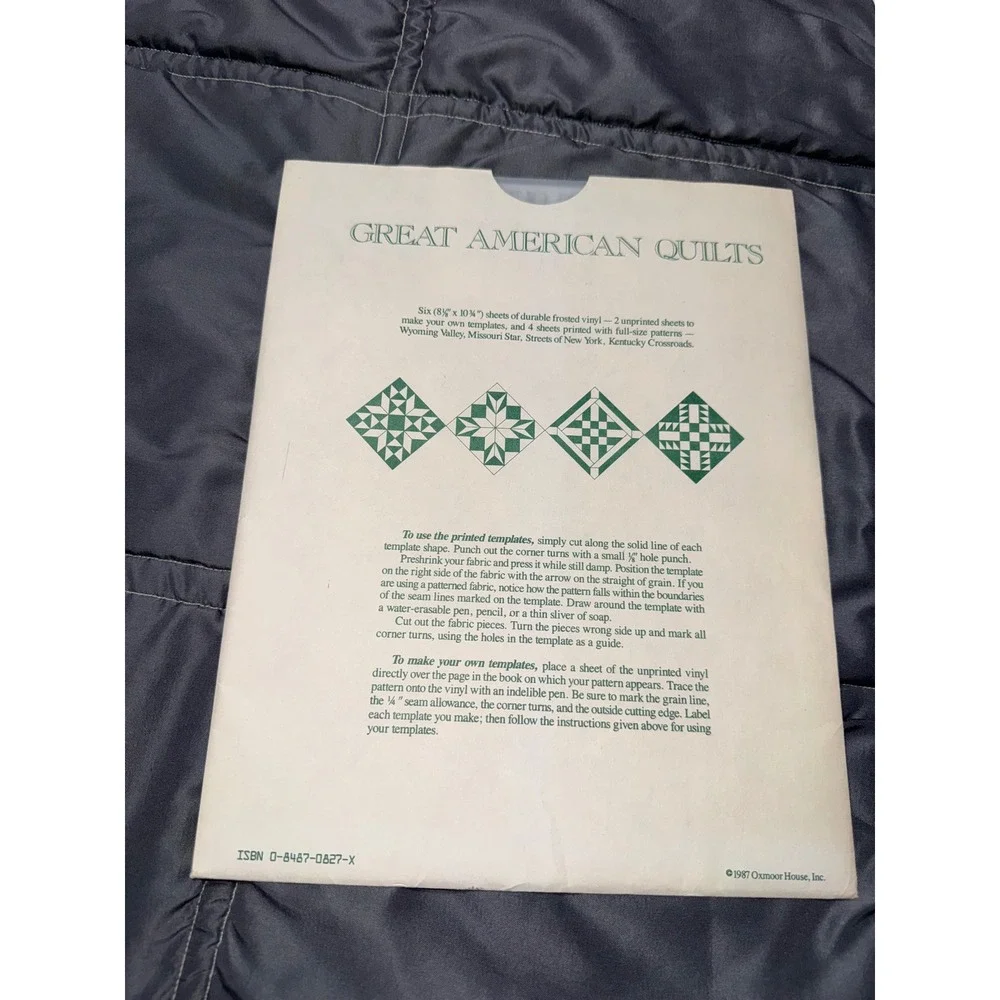 Vintage Great American Quilts 1987 Vinyl Templates Oxmoor House 6 Sheets Pattern